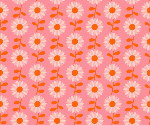 Patchwork Baumwolle - Ruby Star Society - Melody Miller - Flowerland - Field Of Flowers Retro Daisy Vintage - Sorbet